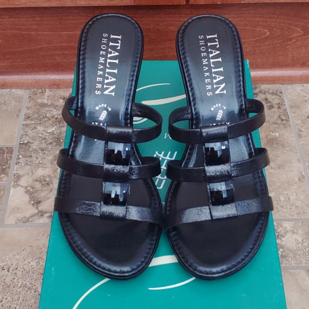 Black Wedge Sandals